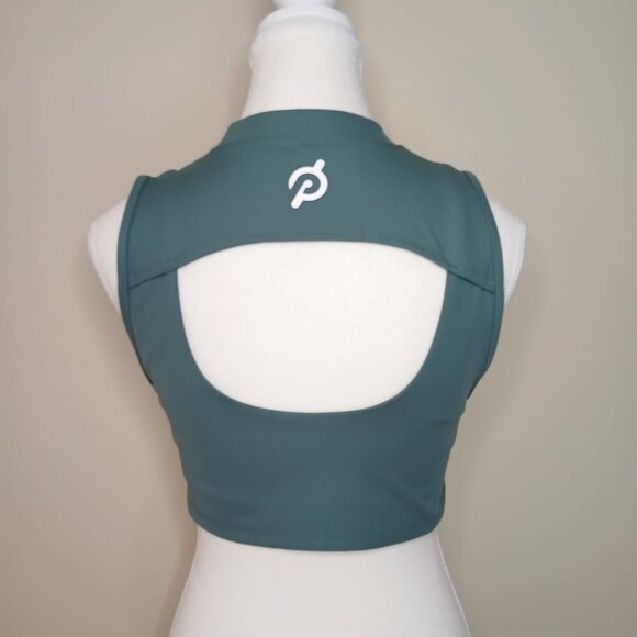 NWOT Peloton Cadent Rib Mock Neck Cutout Bra Green Size Medium - Picture 5 of 8